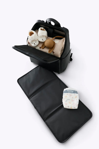 The Everyday Diaper Backpack in Black Vegan Leather