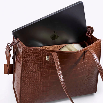 The Work Tote in Maple Croc